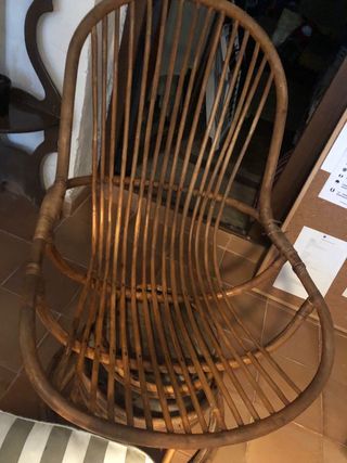 Sillón giratorio bambú vintage