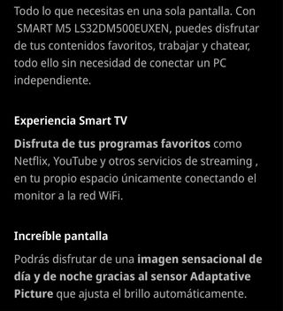 Pantalla samsung 32” M5 LS32DM500EUXEN 