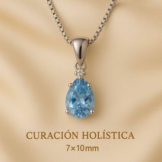 Collar de Aguamarina y Cuarzo Blanco en Plata de Ley 925  Curació Holistica  Joyería Energética