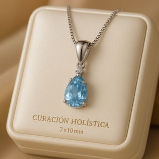 Collar de Aguamarina y Cuarzo Blanco en Plata de Ley 925  Curació Holistica  Joyería Energética