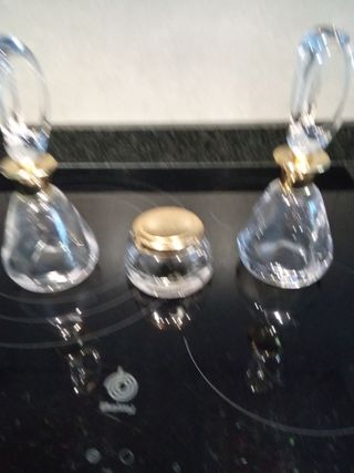 Juego tocador cristal dorado