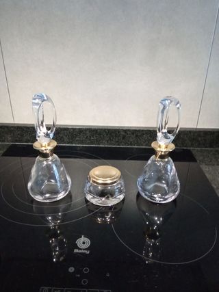 Juego tocador cristal dorado