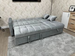 Sofá cama chaiselongue terciopelo negro