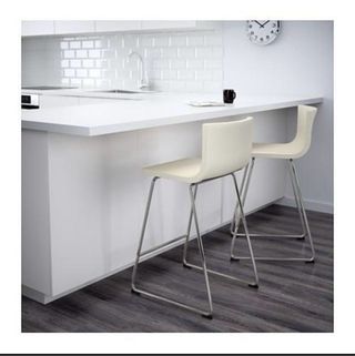 IKEA Sgabello in pelle BERNHARD Cromo / Mook bianco