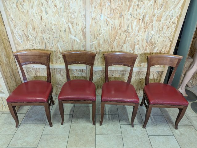 Sedia sedie in legno con seduta in pelle