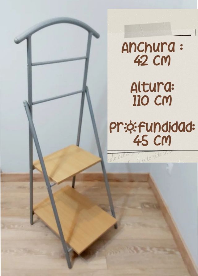 Galán de noche /perchero .Con  2 barras y 2 baldas