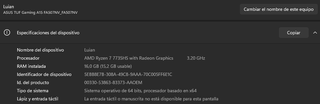 ASUS TUF Gaming A15 FA507NV en estado impecable