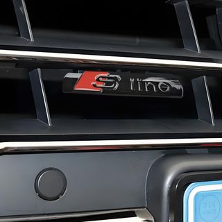 Emblema metal adhesivo,logo SLine Audi.Color negro