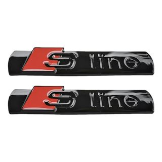 Emblema metal adhesivo,logo SLine Audi.Color negro
