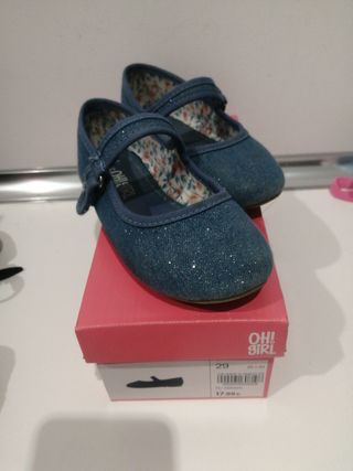 Manoletina niña azul vaquero talla 29