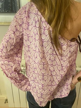 Top camisa cruzada natura talla M nueva
