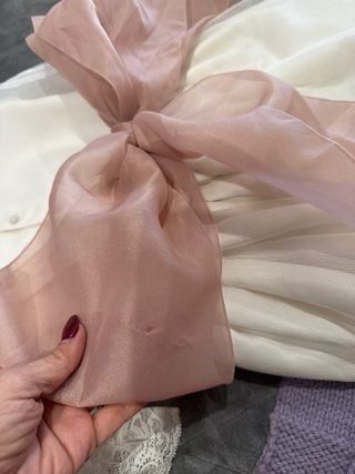 Vestido comunión niña blanco-rosa