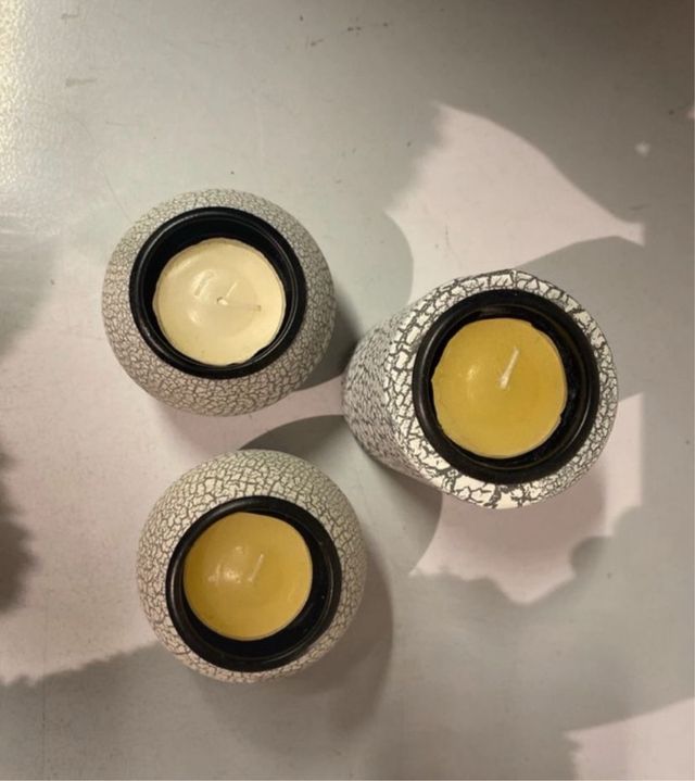 Candele Decorative con Effetto Pietra  Set da 3 Pezzi