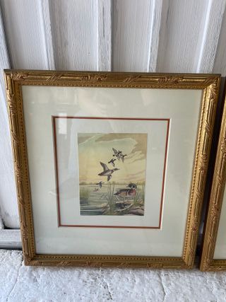 ✅ coppia di quadri in foglia d'oro realizzati in Francia