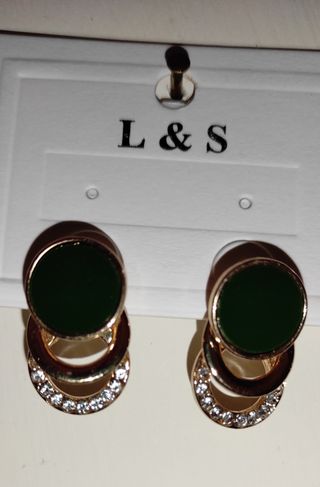 Orecchini per lobi forati, verdi e dorati