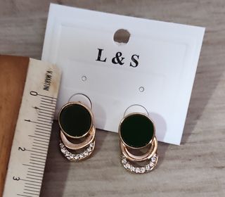 Orecchini per lobi forati, verdi e dorati