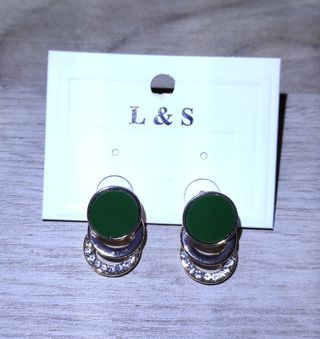 Orecchini per lobi forati, verdi e dorati