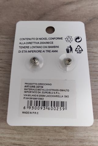 Orecchini per lobi forati, argentati e bianchi