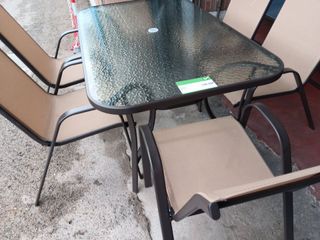 TERRAZA: Mesa de Cristal Templado HC + 6 Sillas.