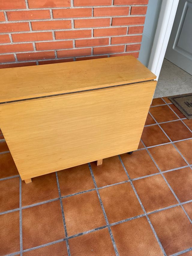 Mesa y sillas plegables madera marrón claro