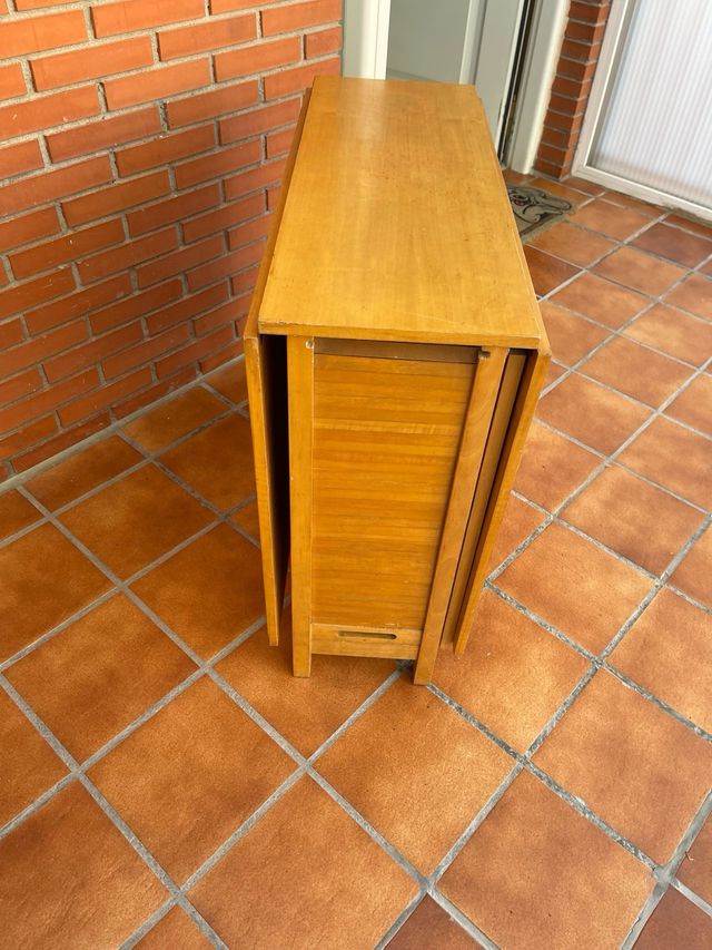 Mesa y sillas plegables madera marrón claro