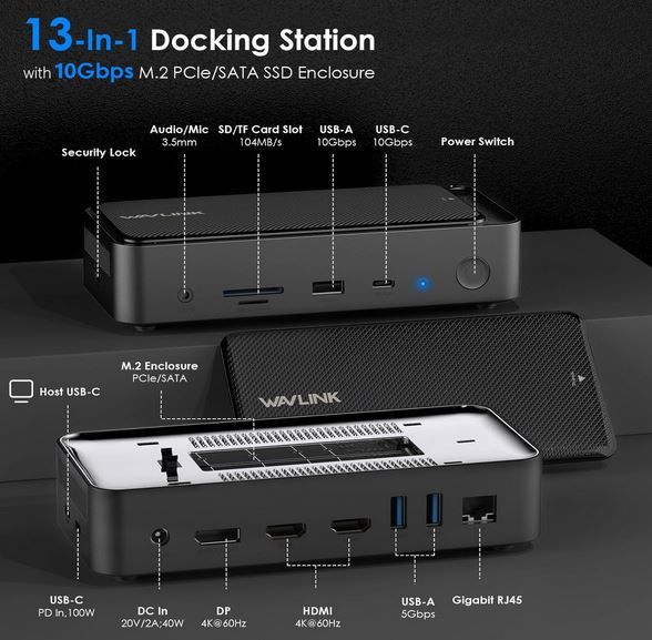 WAVLINK USB C Docking Station 3 Monitores NUEVO. afbeelding 2