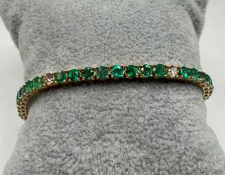 Pulsera de oro rosa de 18 kt con esmeraldas