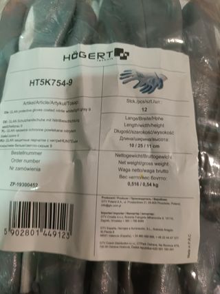 Guantes Sager grises - 10 unidades