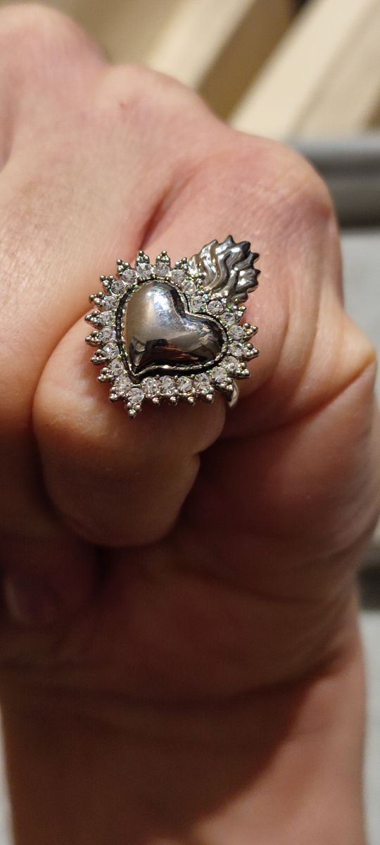 Anello cuore sacro argento Misura regolabile