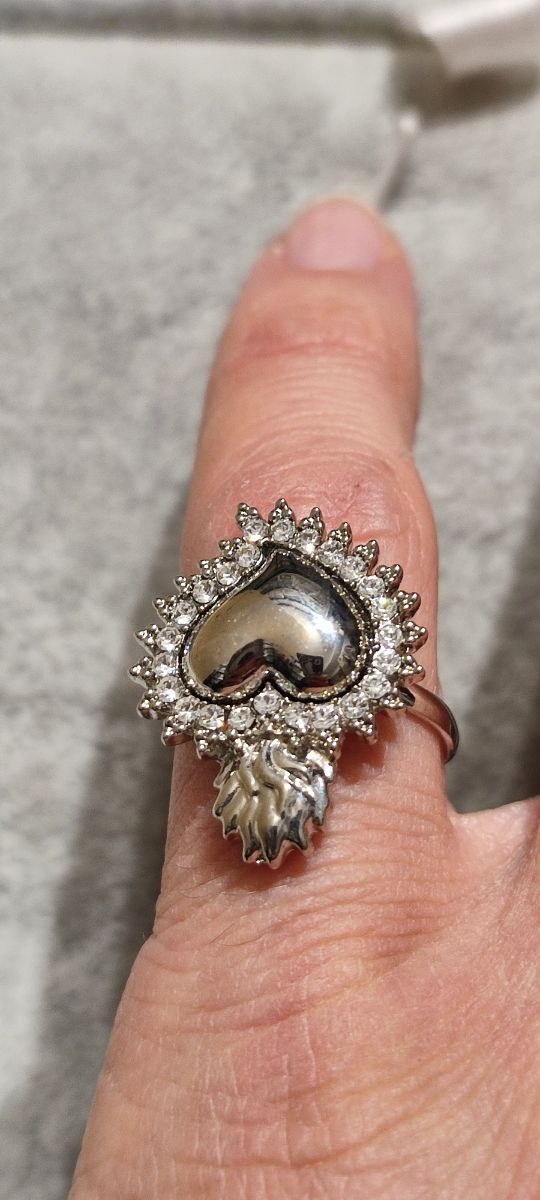 Anello cuore sacro argento Misura regolabile