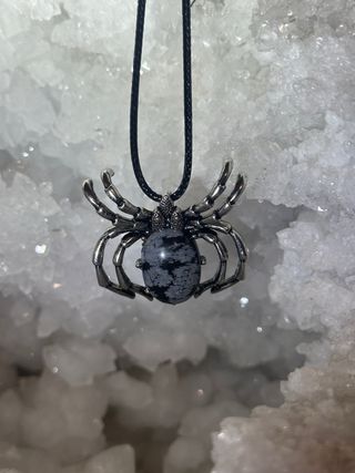 Ciondolo Ragno ossidiana Fiocco di neve