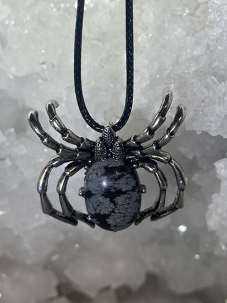 Ciondolo Ragno ossidiana Fiocco di neve