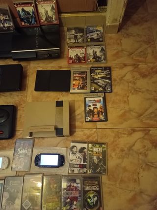 Lote consolas ps2-3-psp megadrive2 nintendo juegos