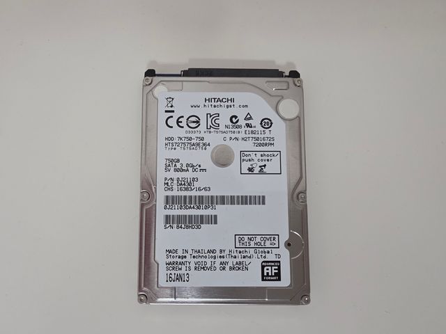 Disco rigido Sata 2,5" HDD Hitachi 750GB 7200RPM