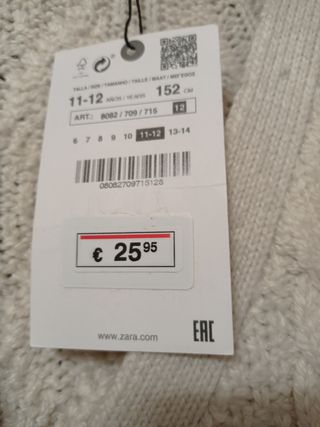 Jersey Zara beige talla 11-12 años. Sin estrenar