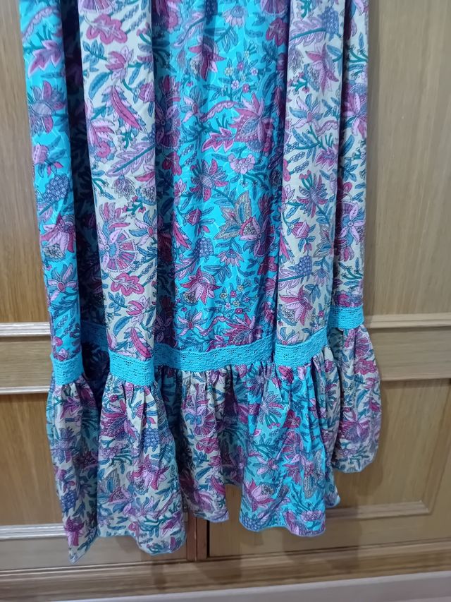 Vestido largo multicolor turquesa