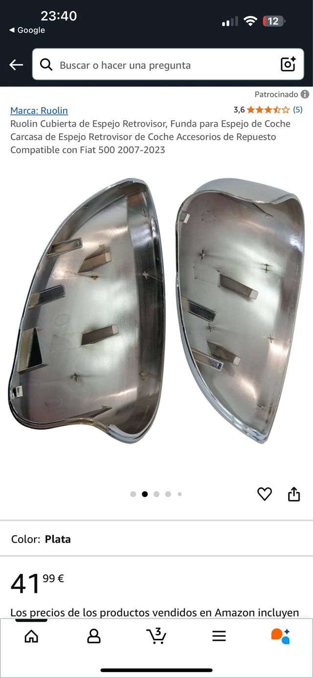 ULTIMO PRECIO Tapas cromadas  retrovisor Fiat 500