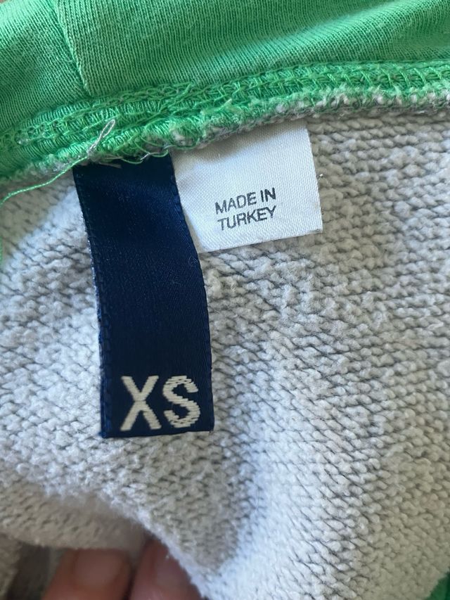 Sudadera gris con capucha verde