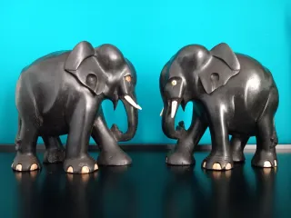 LAST PRICE - Elefanti anglo-asiatici in ebano.