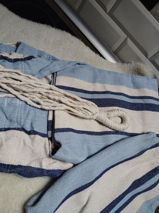 Hamaca algodón azul y beige nueva