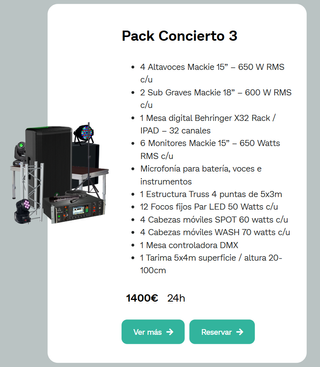 Alquiler Pack Concierto 3 Sonido Tarima