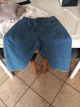 Jeans bimba cuori verde - 8 anni