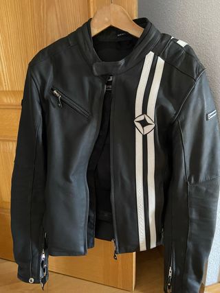 Chaqueta moto piel bicolor