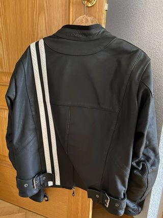 Chaqueta moto piel bicolor