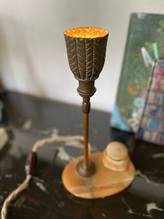 Lampada vintage in ottone e marmo