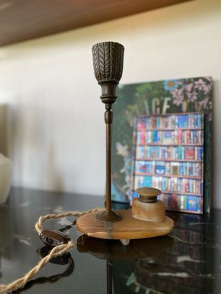 Lampada vintage in ottone e marmo