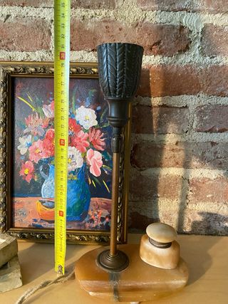 Lampada vintage in ottone e marmo