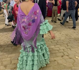 Traje Flamenca lunares verde