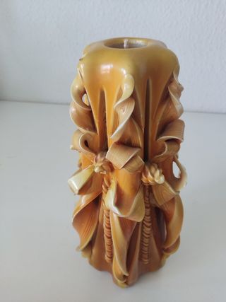 GRAN VELA VINTAGE TALLADA A MANO VELÓN AÑOS 70/80