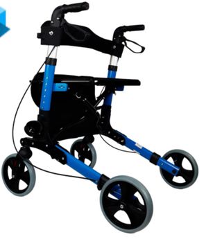 Andador 4 ruedas  Plegable  Aluminio  Frenos en manetas  Asiento y respaldo  Trajano  Deluxe  Mobiclinic